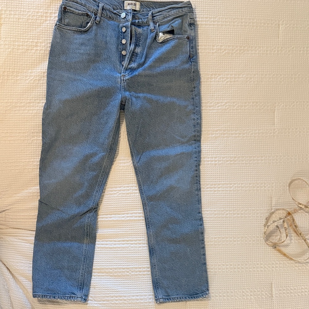 AGOLDE Women's Straight Leg Blue Jeans